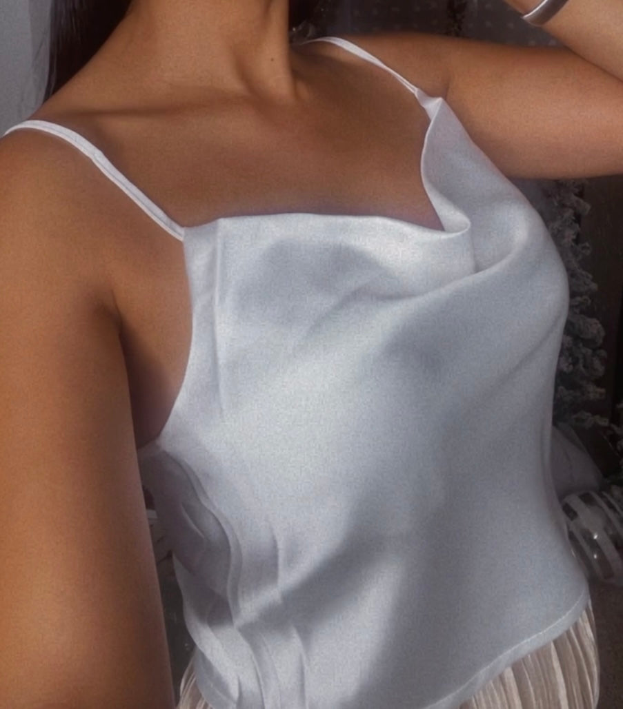 Off white Satin Crop Top