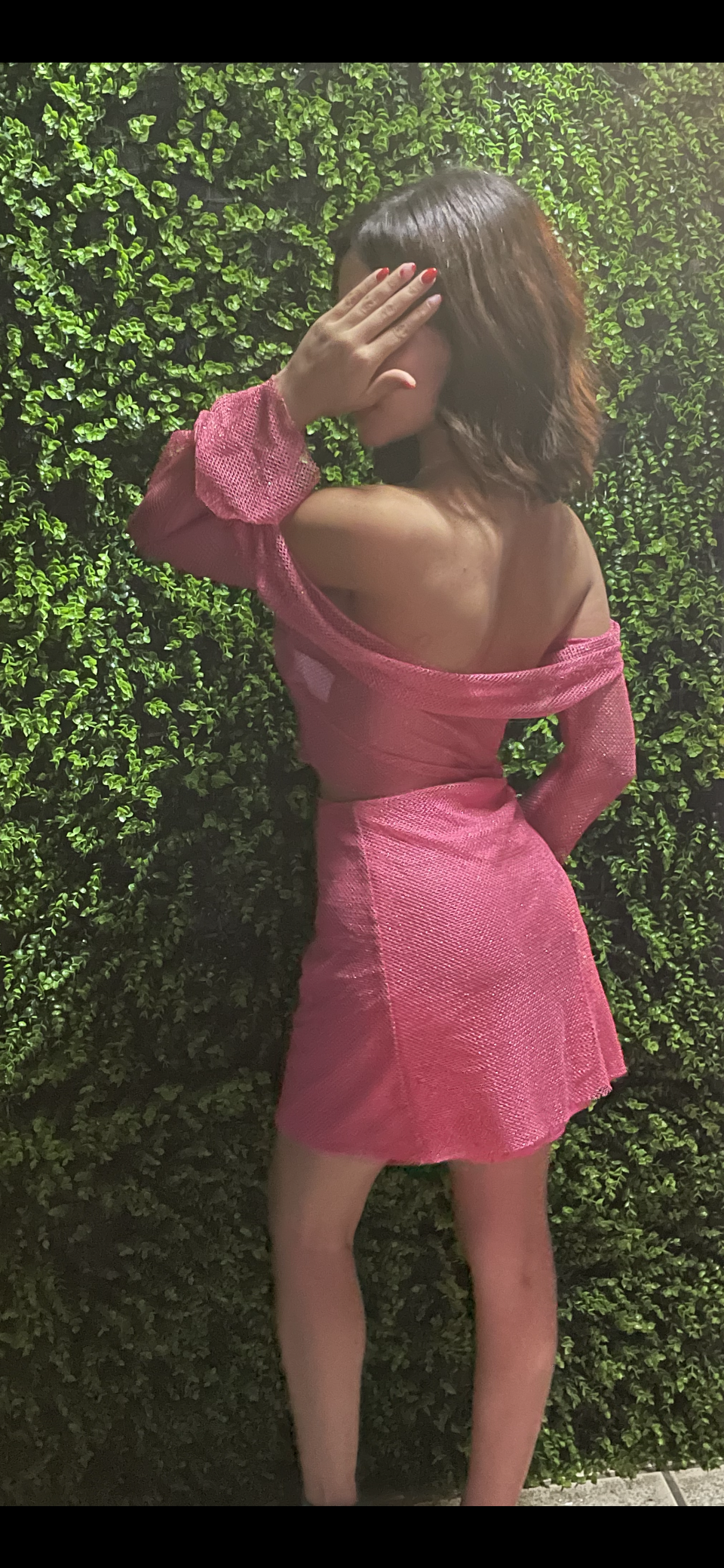 Sheer pink crop top skirt set