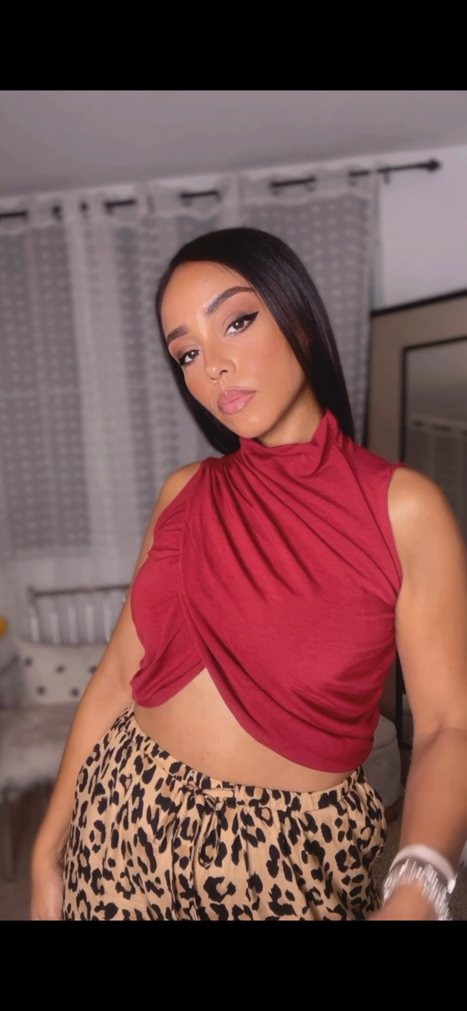 Wine Turtle Neck Top