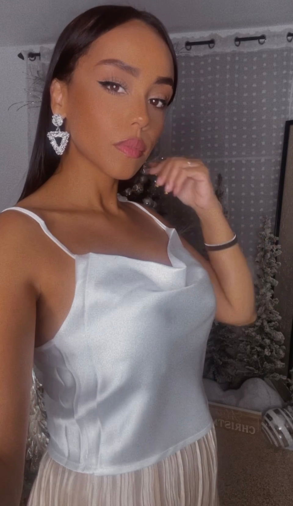 Off white Satin Crop Top