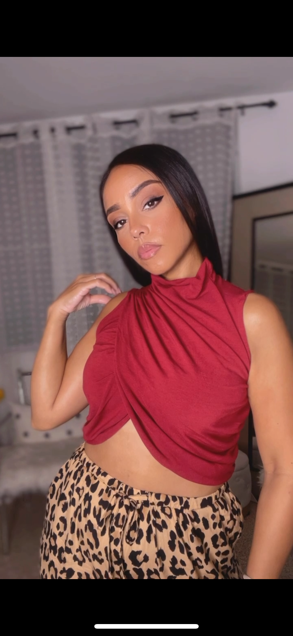 Wine Turtle Neck Top